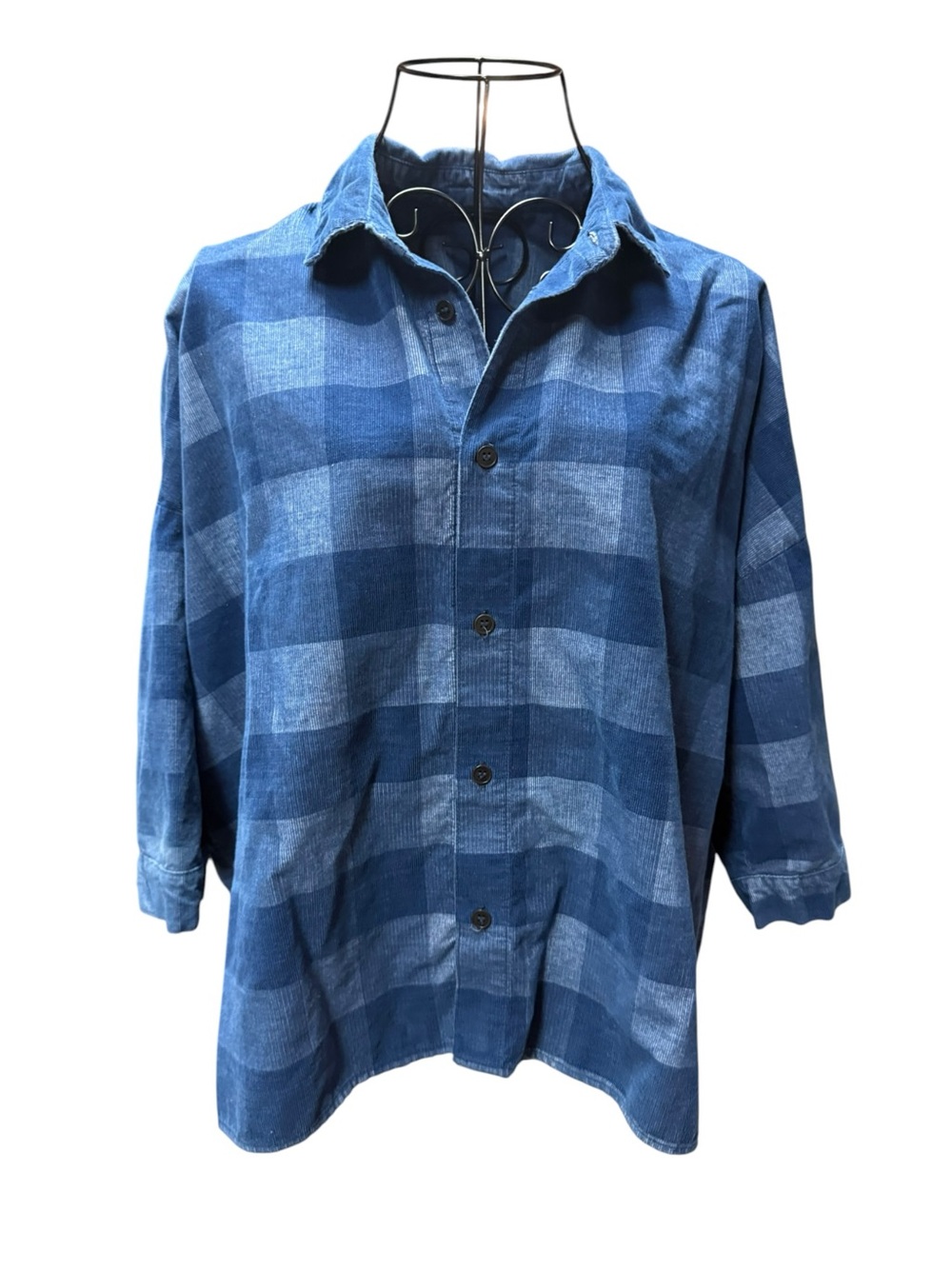 CP Shades Navy Button Up Plaid Shirt Large